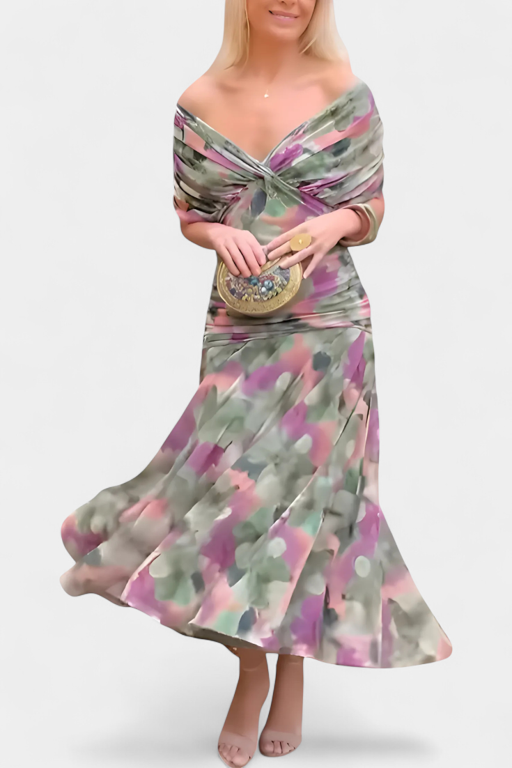 Alondra™ | Vestito Lungo Floreale con Scollatura a V