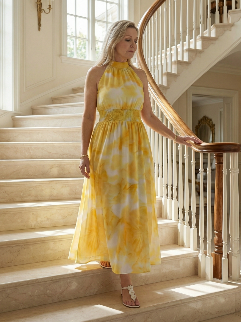 Sylin | Abito Midi con Collo All'Americana