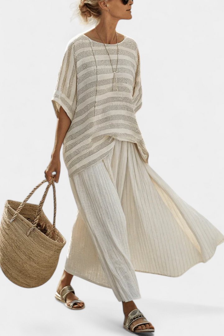 Westlyn | Comfortable Striped Bamboo Top &amp; Flowing Pants