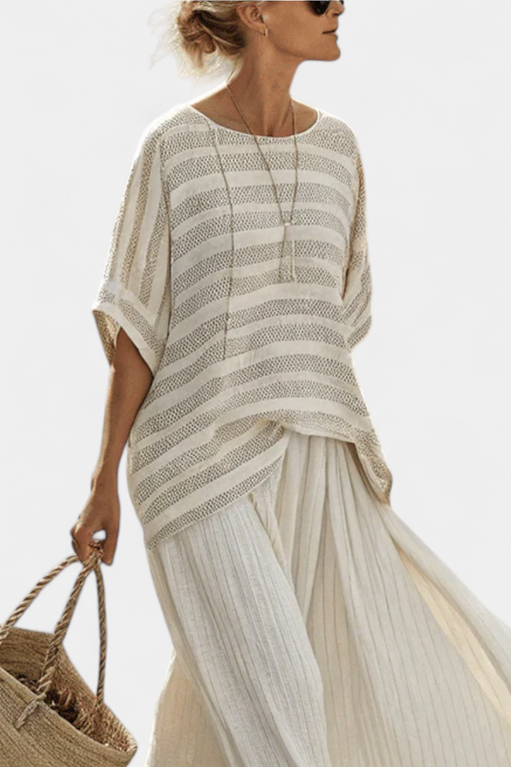 Westlyn | Comfortable Striped Bamboo Top &amp; Flowing Pants