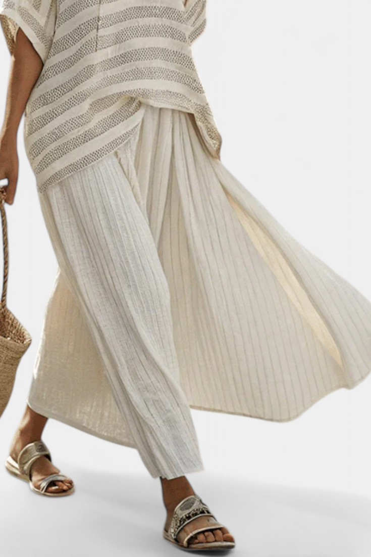 Westlyn | Comfortable Striped Bamboo Top &amp; Flowing Pants