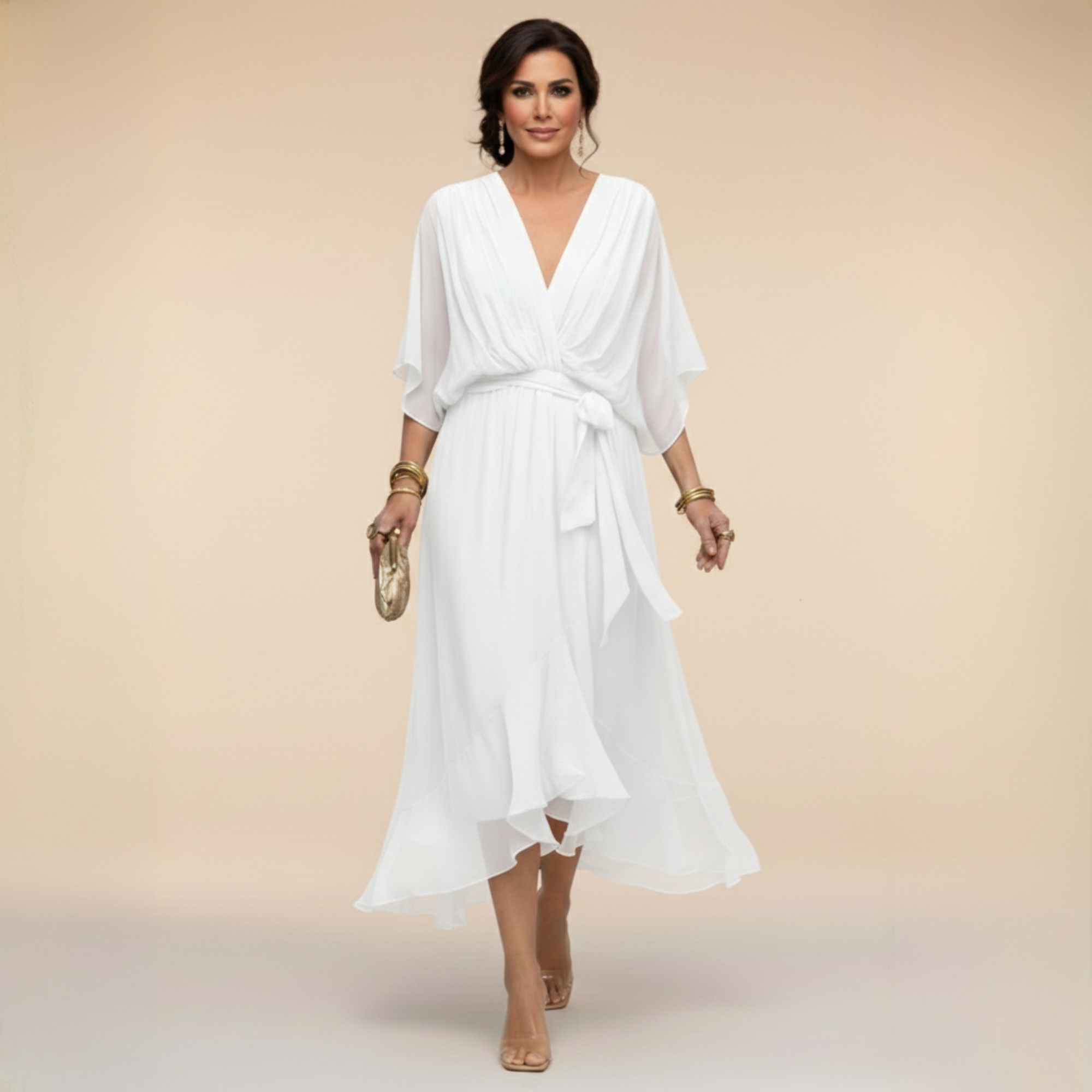 Opale | Abito Midi Elegante con Scollatura a V