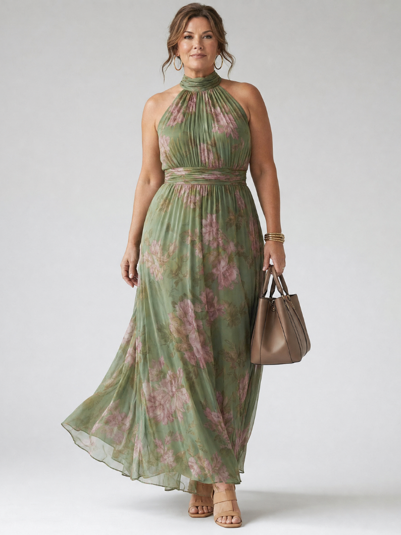 Mirelle | Vestito Midi con Scollo Halter Arricciato
