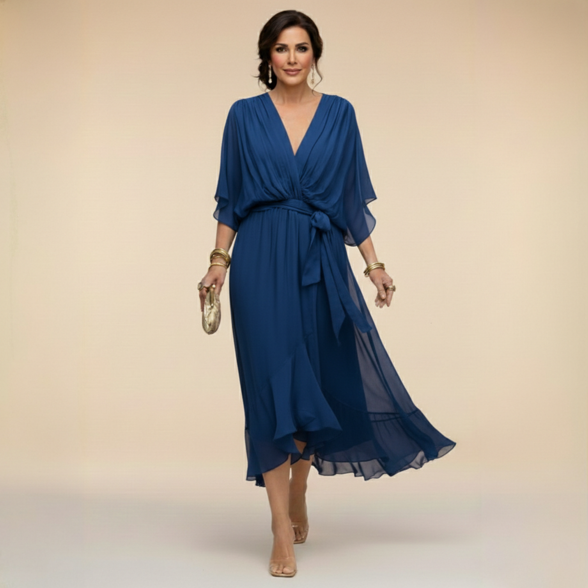 Opale | Abito Midi Elegante con Scollatura a V