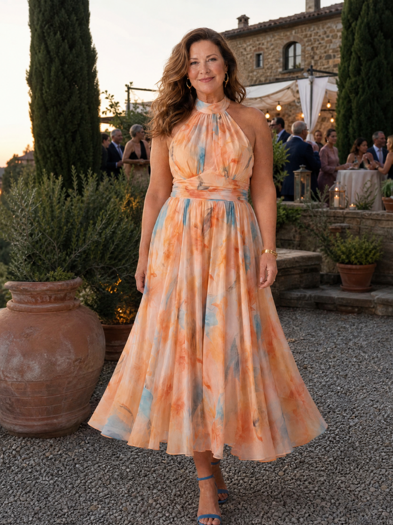 Elin | Abito Midi con Collo All'Americana