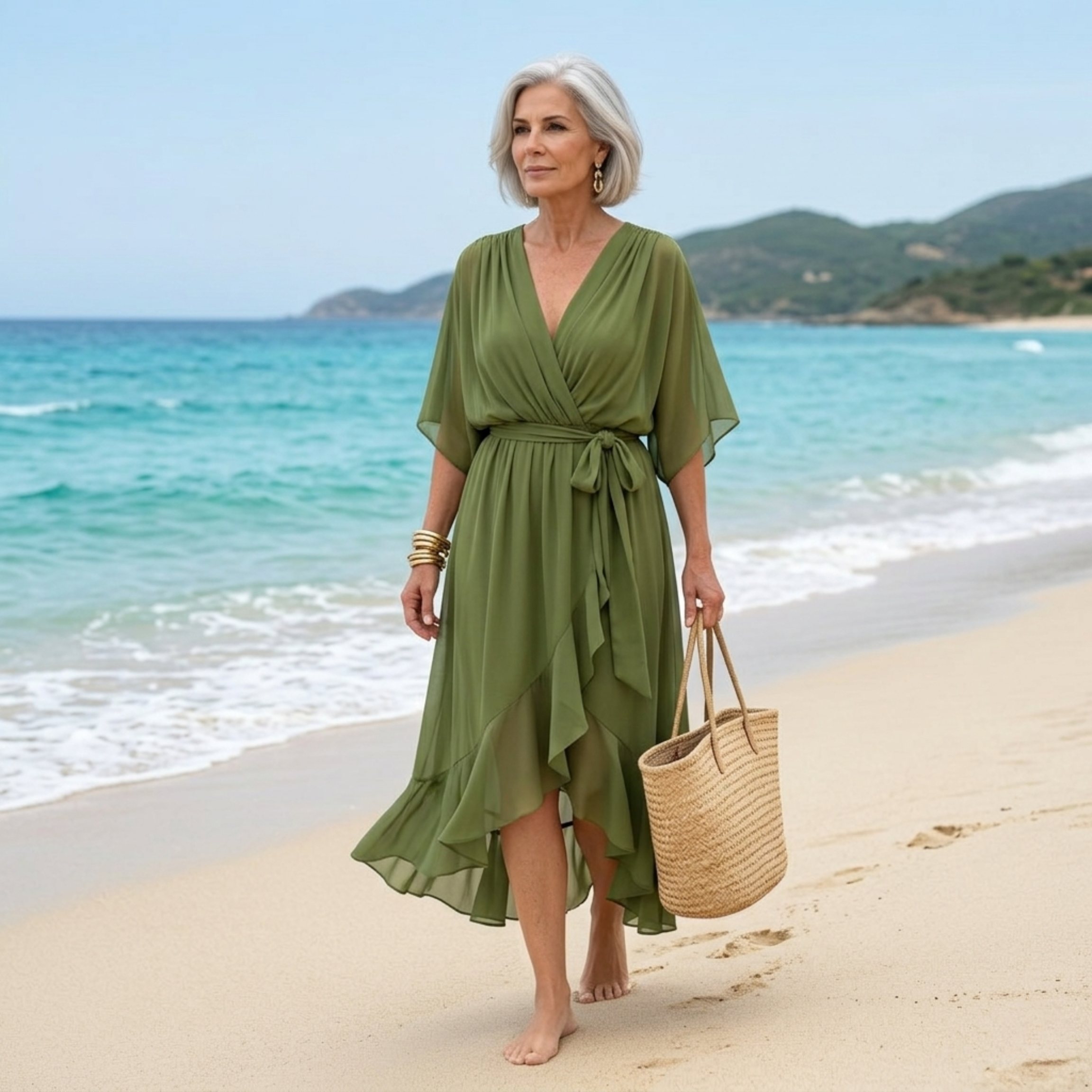 Opale | Abito Midi Elegante con Scollatura a V