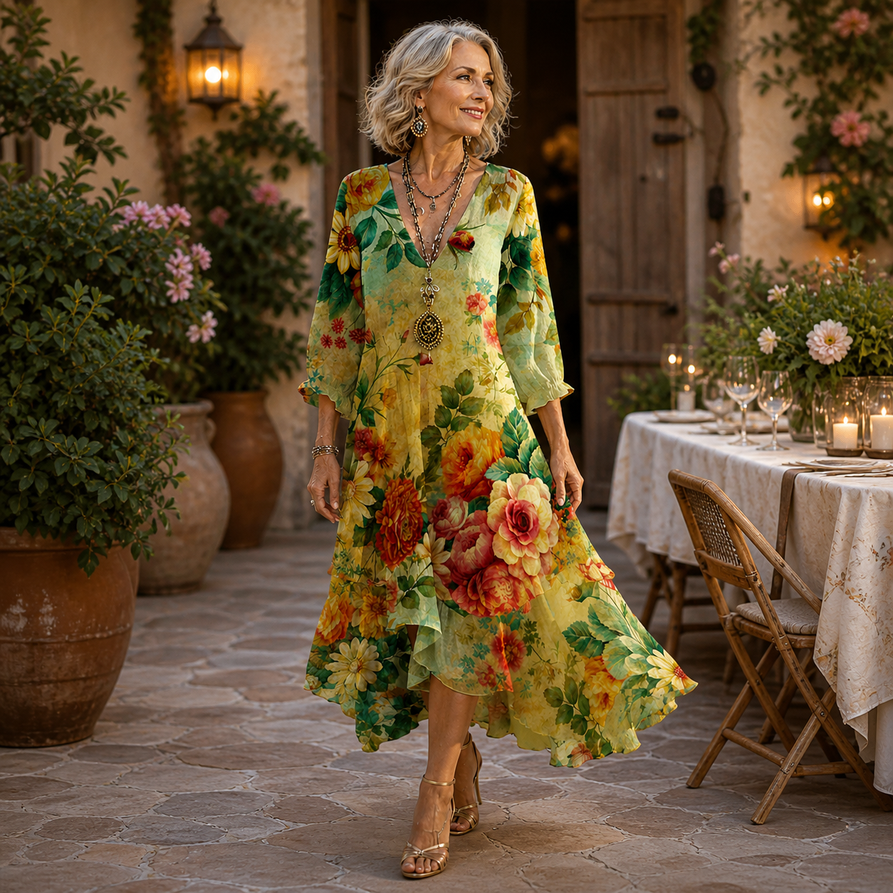 Janessa | Abito Midi Floreale Senza Sforzo 🌿