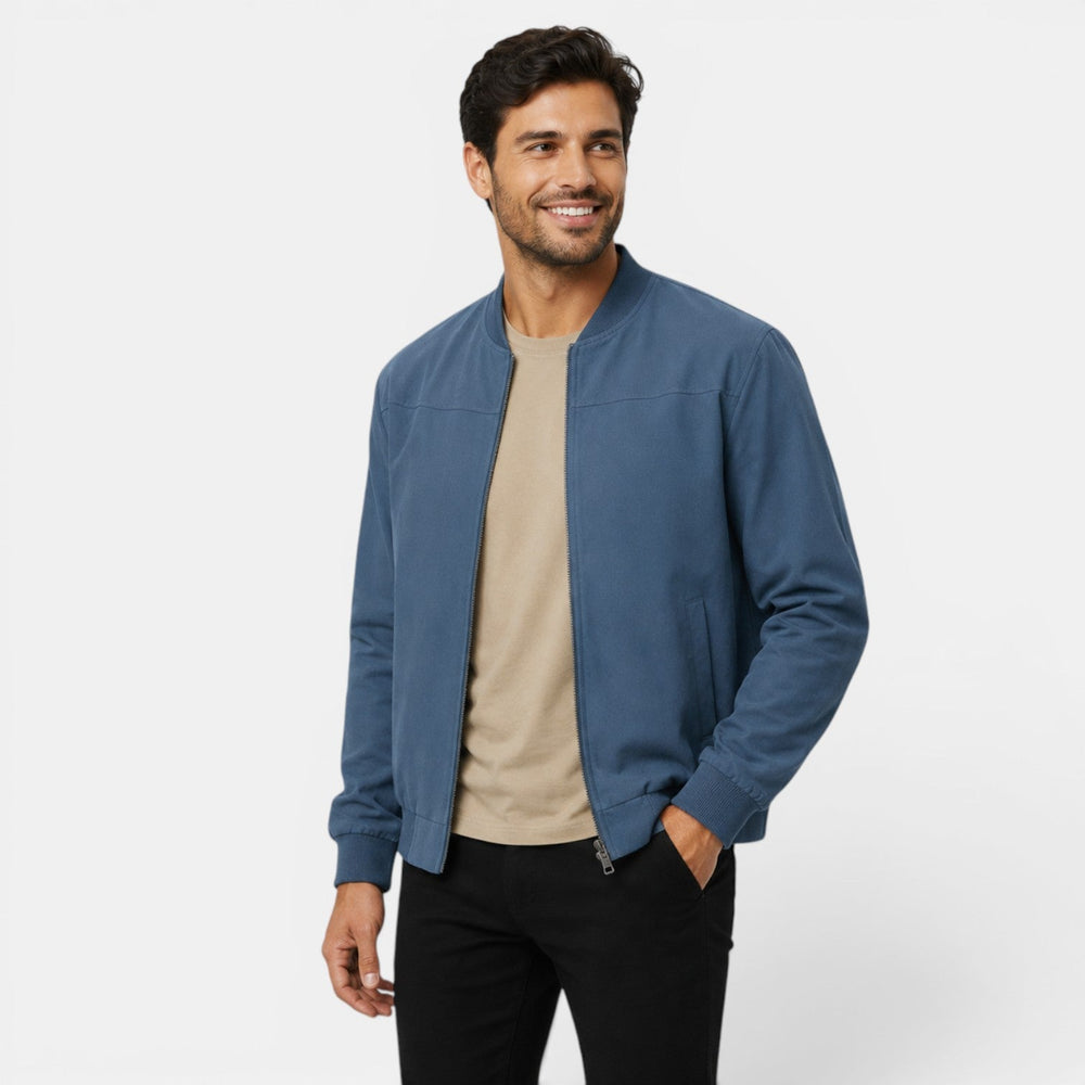 Men's lightweight bomber jacket in a clean, minimalist everyday silhouette