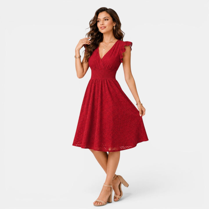 Lace Midi Dress | Lightweight Elegant Fit &amp; Flare