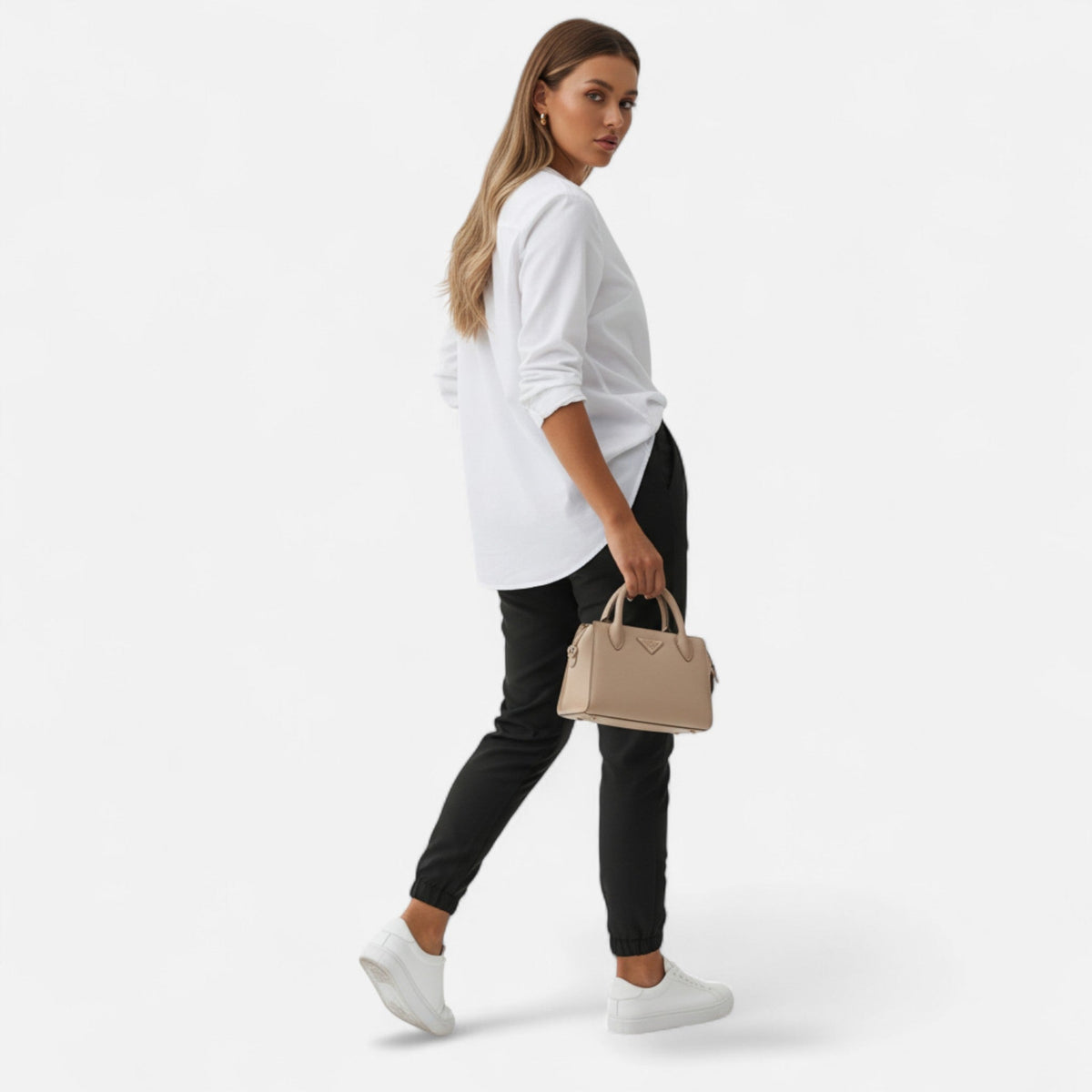 Valmonti women's high-waist slim-fit tailored trousers shown in multiple colors