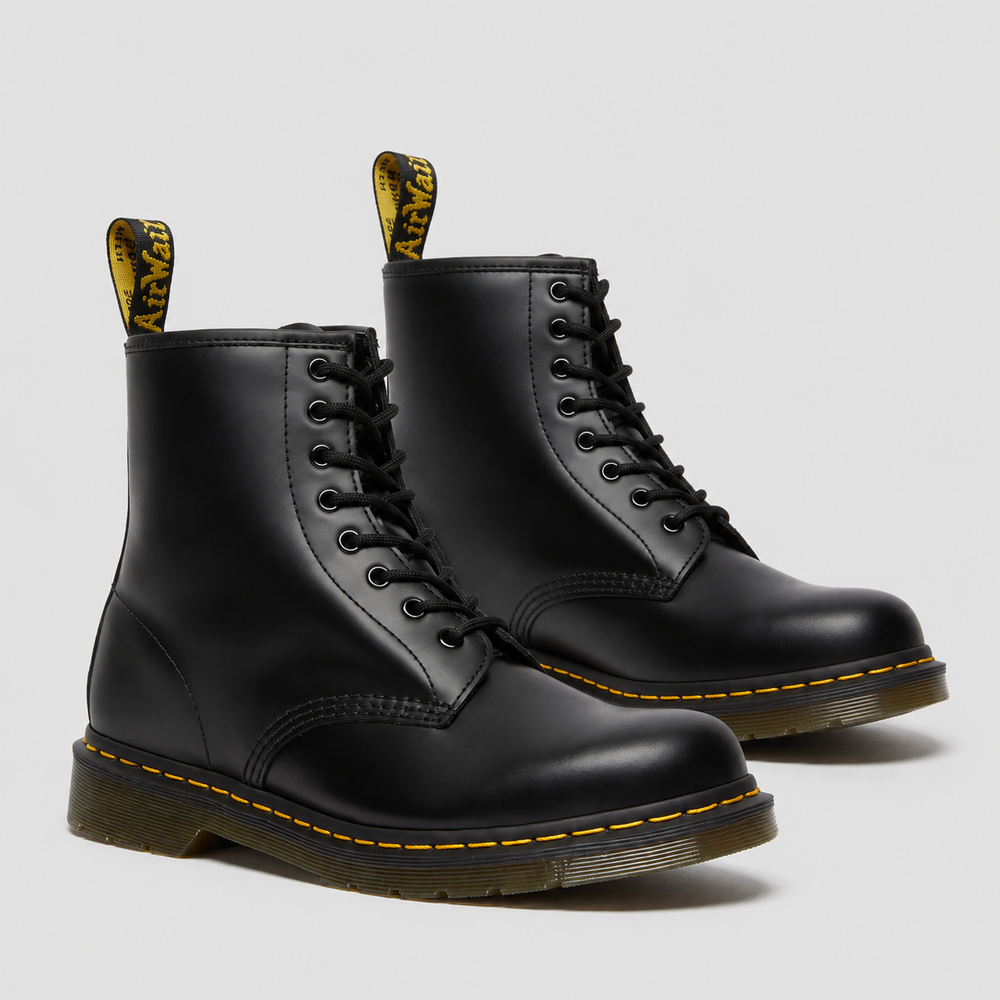Women's lace-up combat ankle boots in a leather-look finish