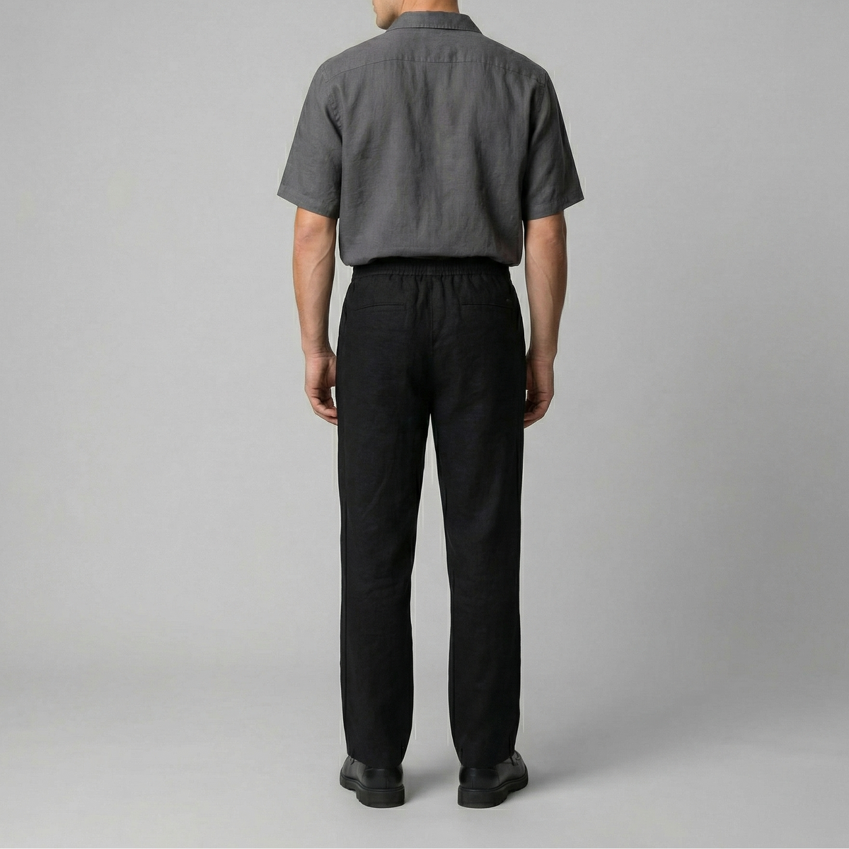 Men's slim fit linen trousers in neutral tones for casual summer wear