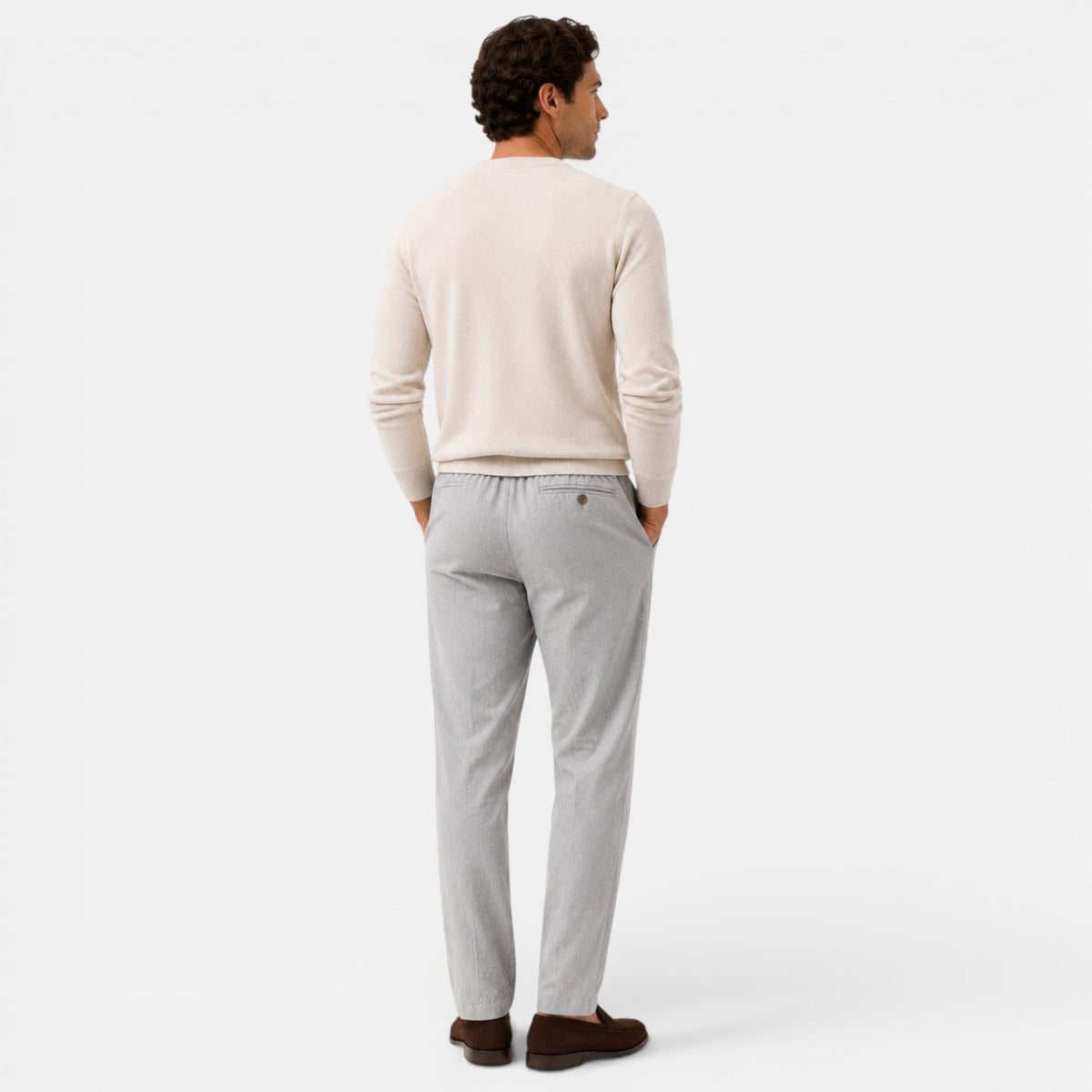 Men's cotton drawstring relaxed-fit trousers with an adjustable waist