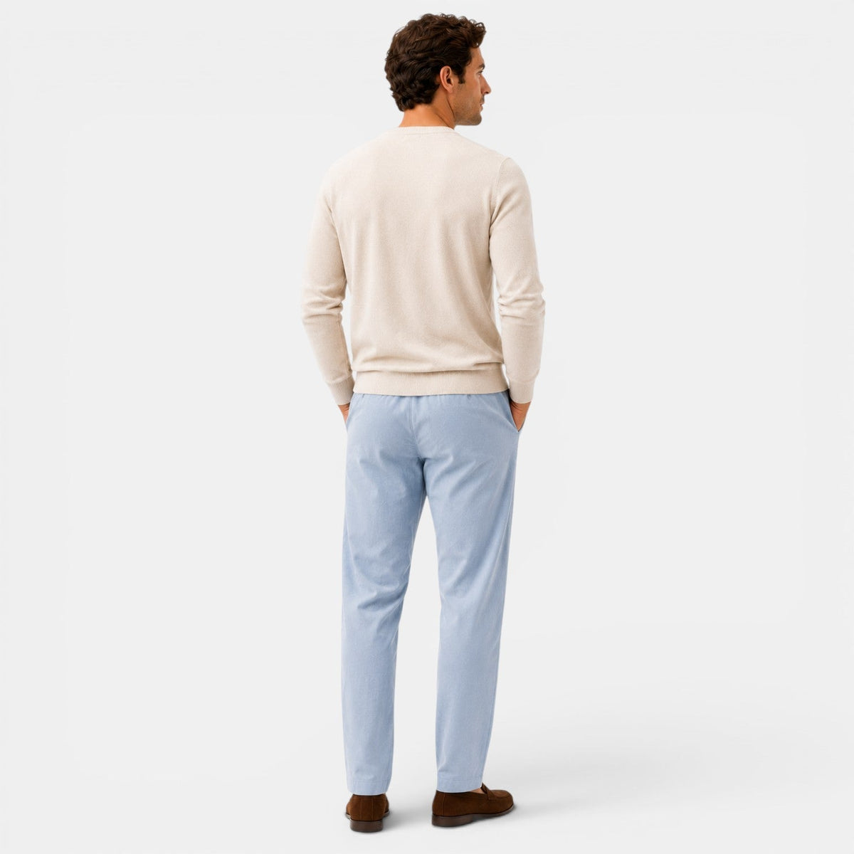 Men's cotton drawstring relaxed-fit trousers with an adjustable waist