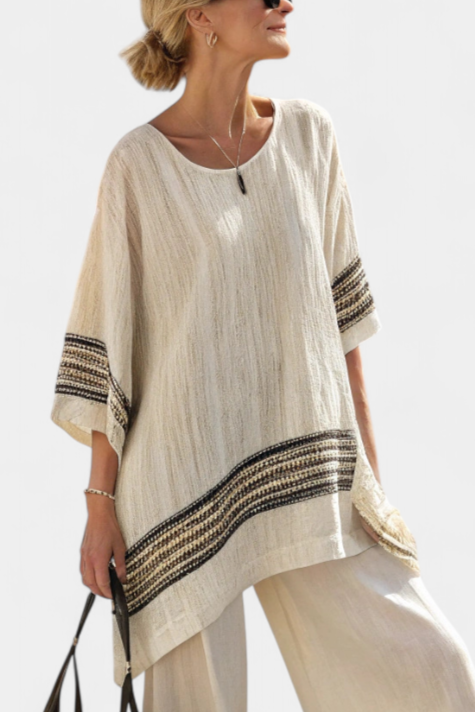 Harlowe | Elegant Black-Striped Top &amp; Flowing Pants