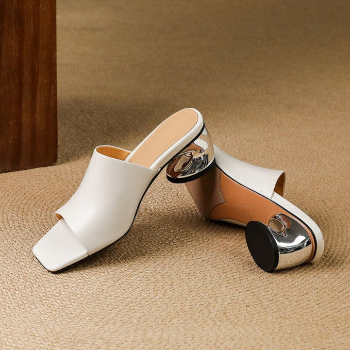 Virelle Curve Mule in Pelle con Tacco