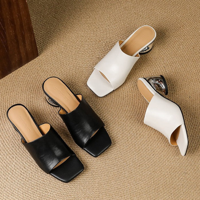 Virelle Curve Mule in Pelle con Tacco