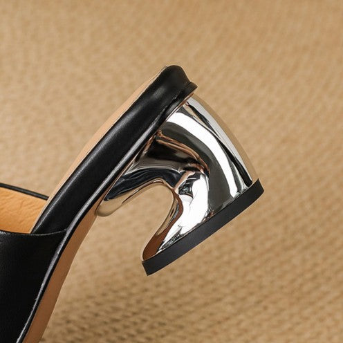 Virelle Curve Mule in Pelle con Tacco