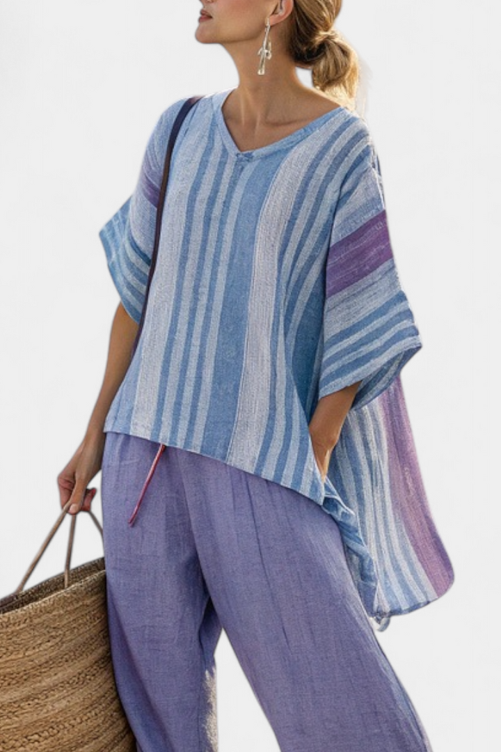 Zellora | Elegant Lavender &amp; Sky Blue Top &amp; Pants