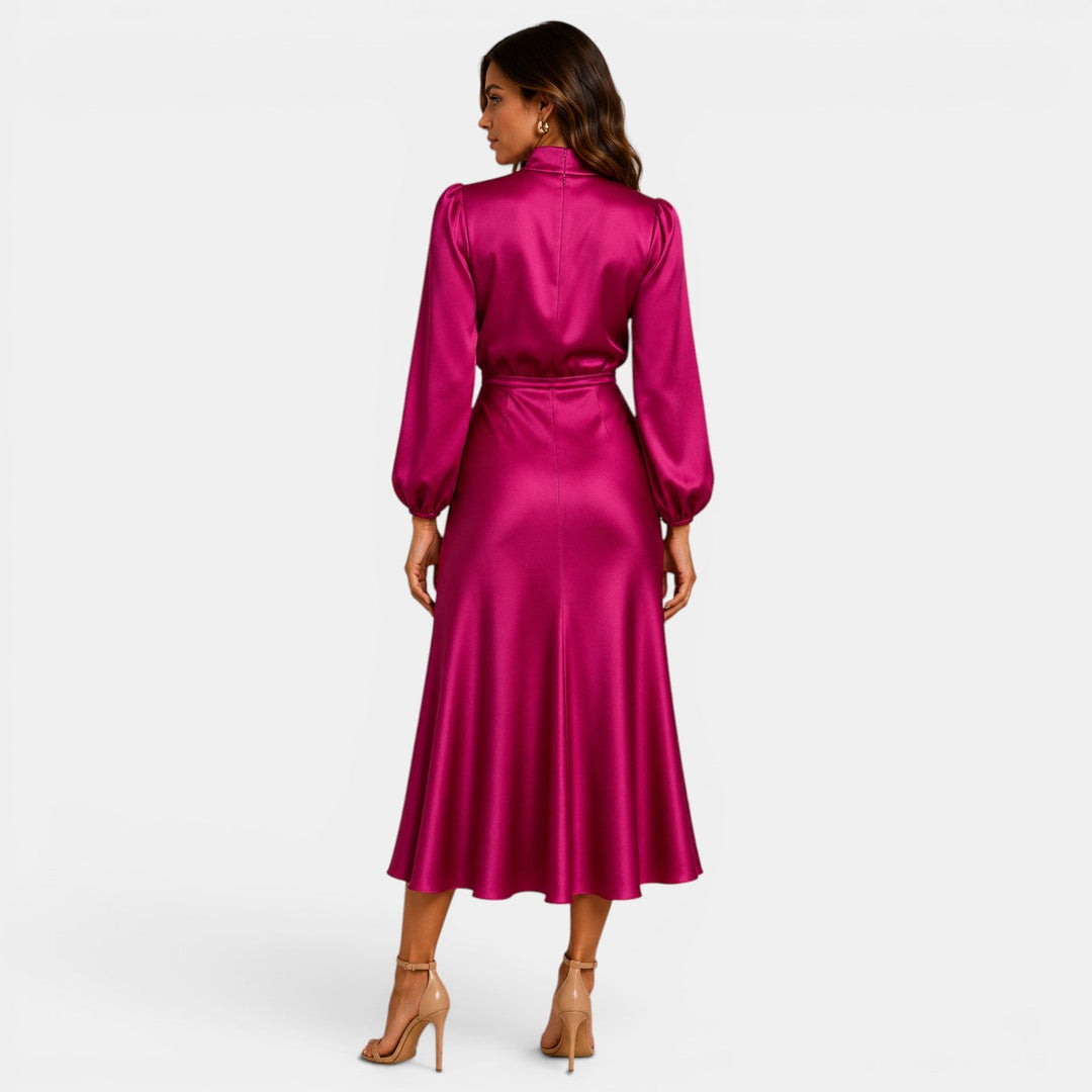 Belcien | Elegant Long Sleeve Midi Dress