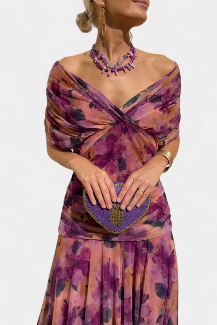Alondra™ | Vestito Lungo Floreale con Scollatura a V