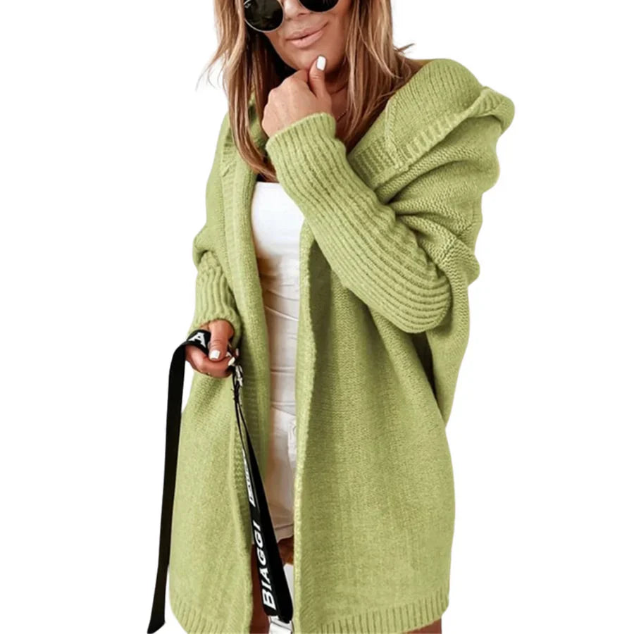 Taylor - Mid-Length Cardigan with Contrast Stitching