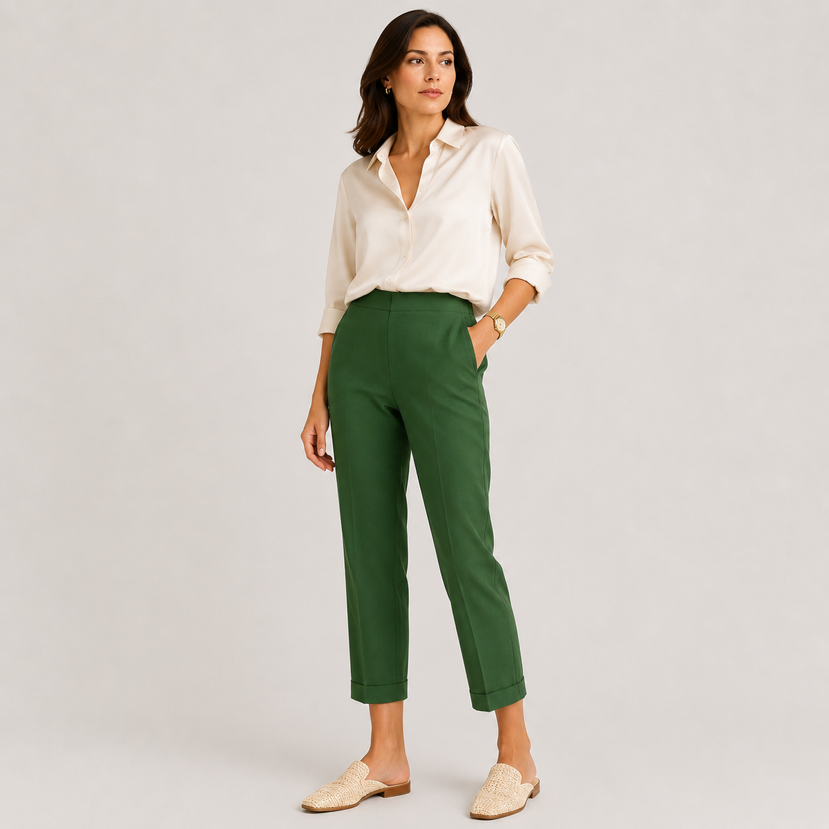 Women's high-rise wide-leg tailored trousers in a relaxed fit