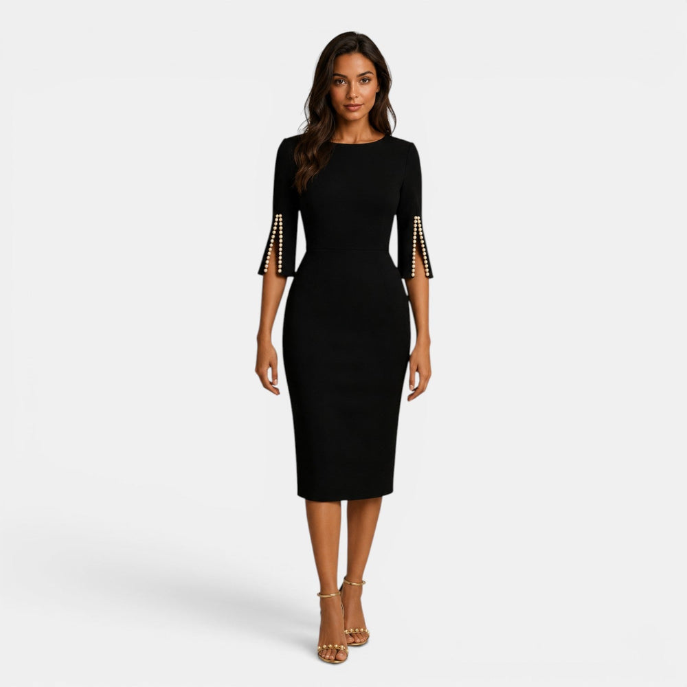 Women's tailored midi dress for business and formal wear in classic colors