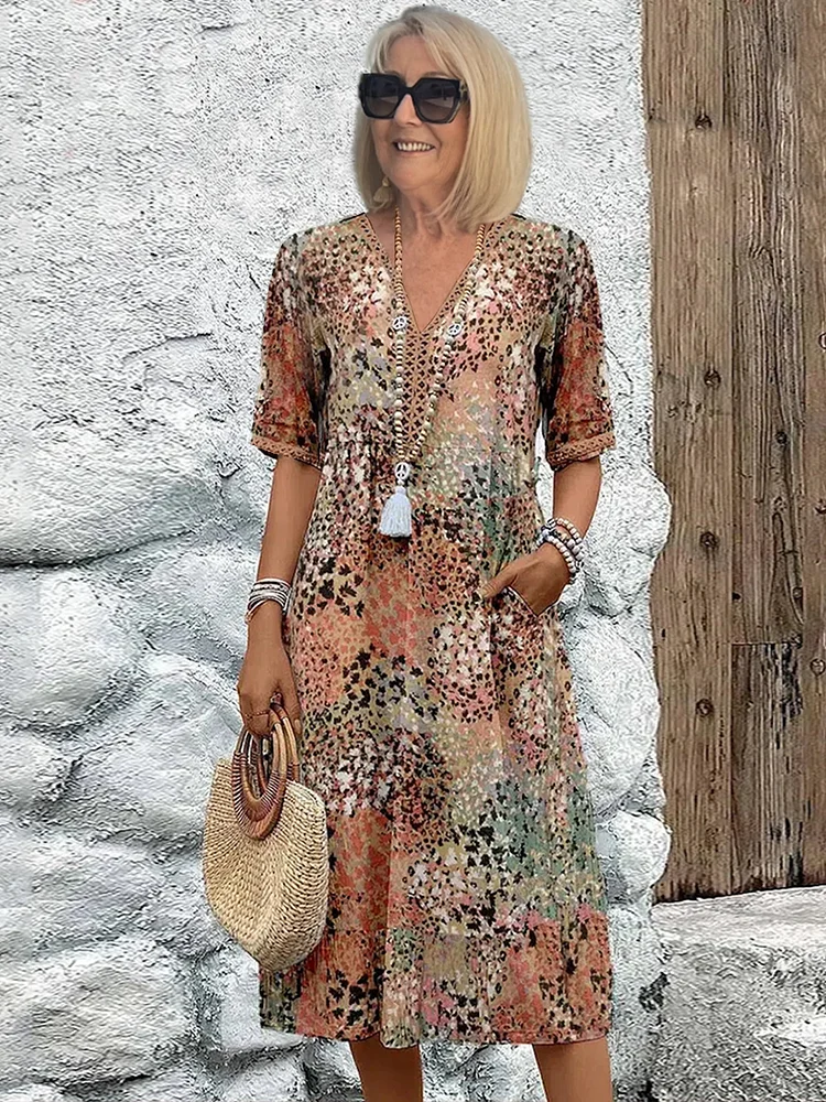 Roxanne | Vestito Midi Avvolgente a Fiori Vivaci