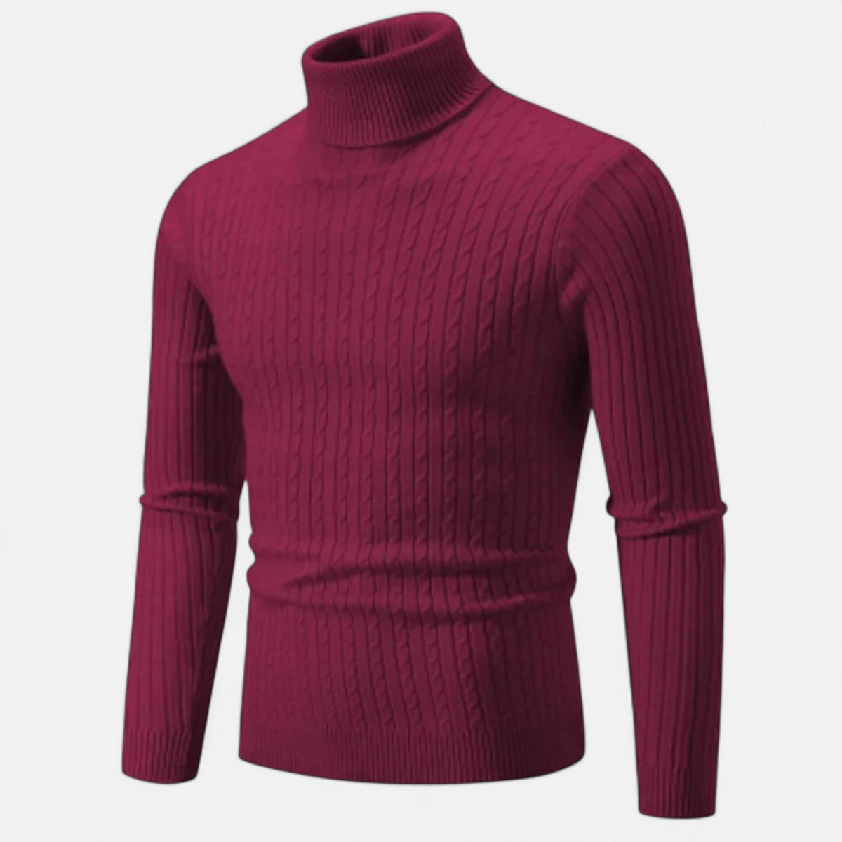 Men's wool-blend high-neck turtleneck sweater in a solid color