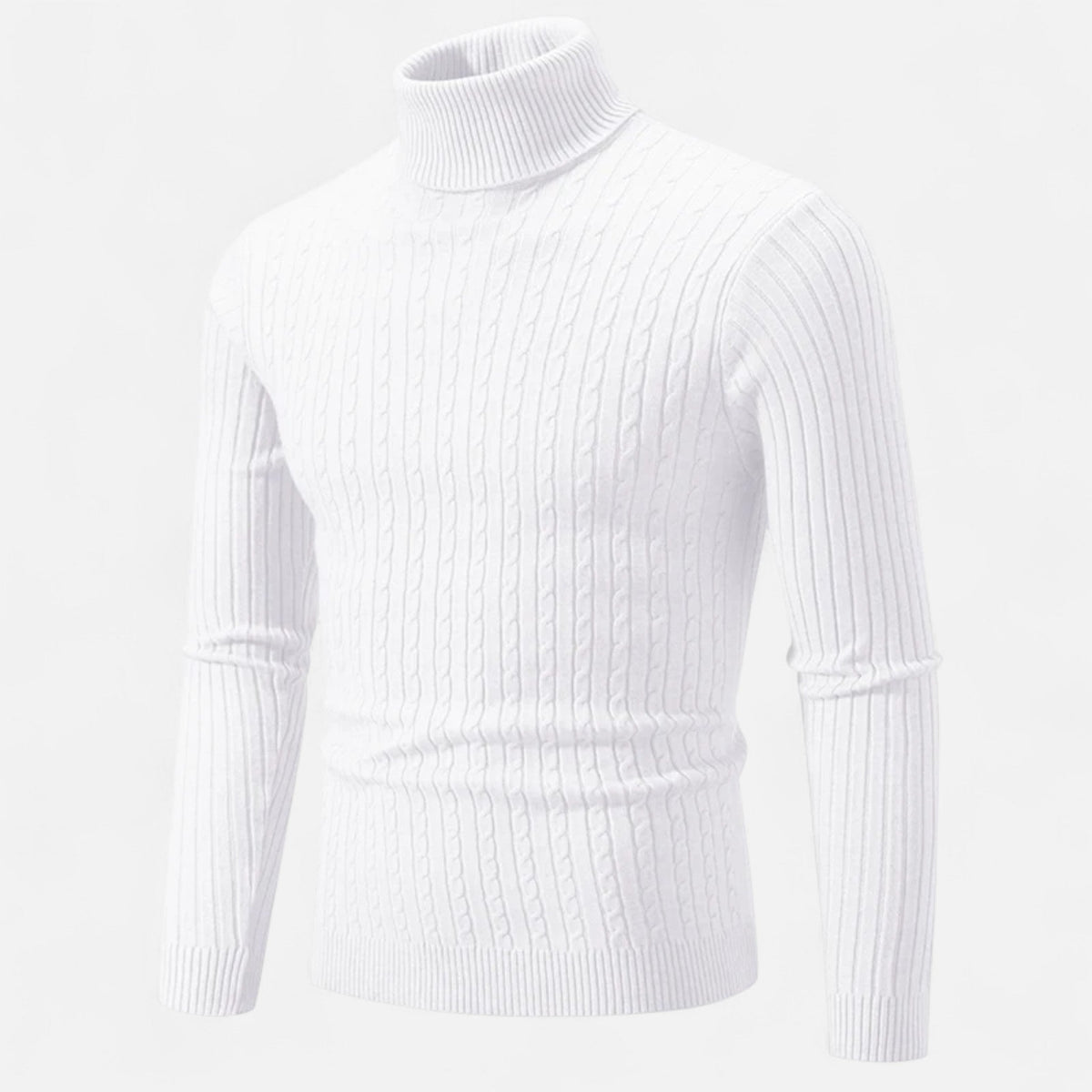 Men's wool-blend high-neck turtleneck sweater in a solid color