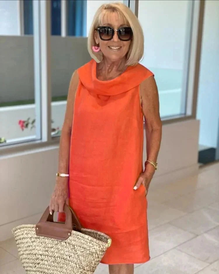 Perla – Abito a Tubino Senza Maniche con Collo Rotondo