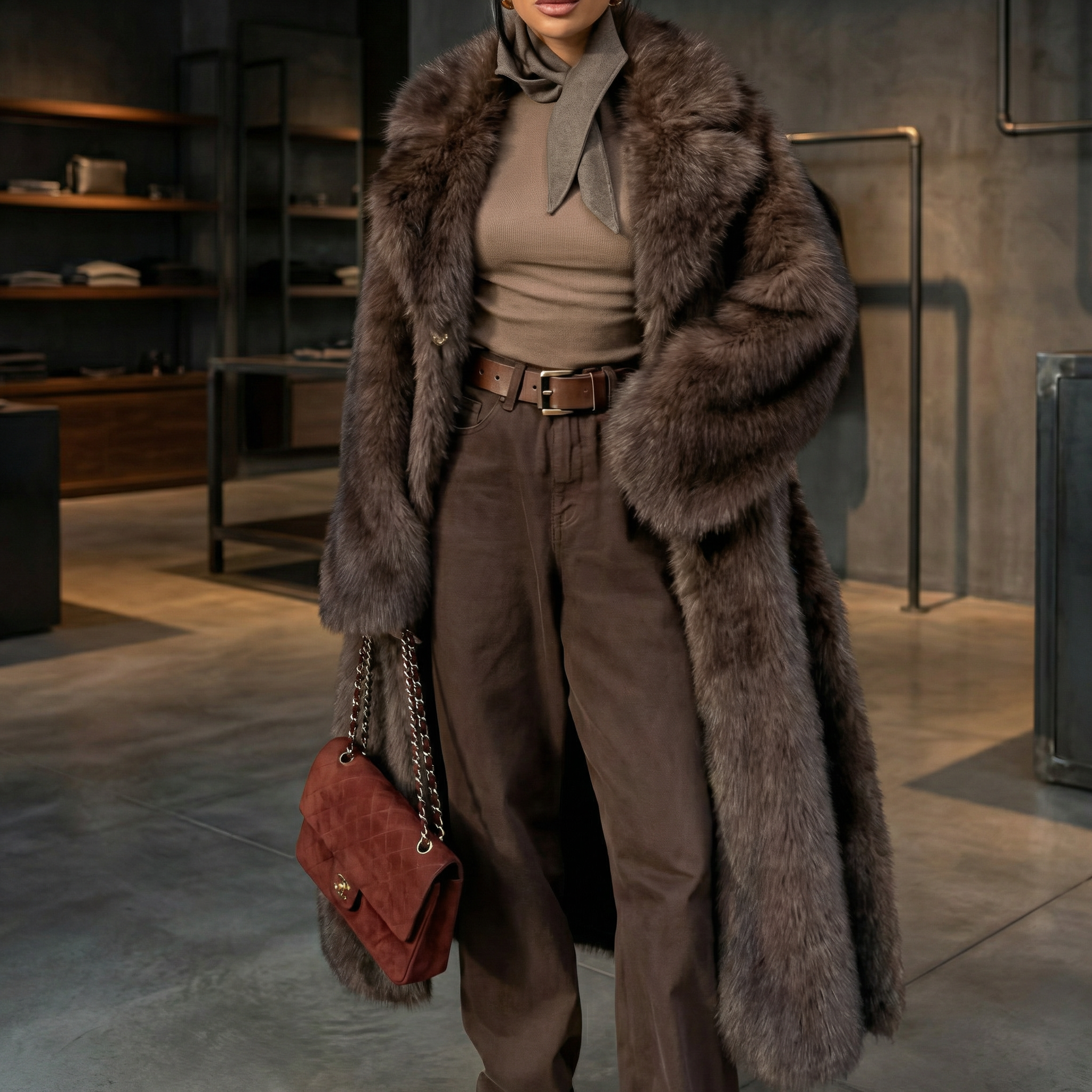 KIM'S | WOMEN'S COAT | LONGLINE | FAUX FUR