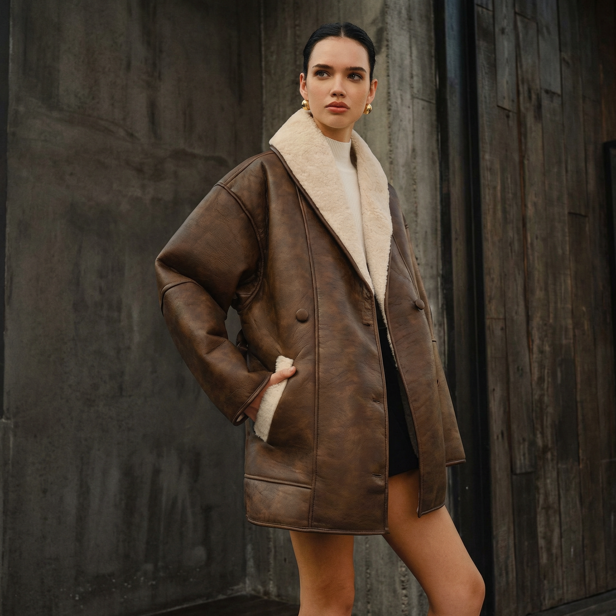 KIM'S | WOMEN'S JACKET | SHEARLING COLLAR | PANELLED