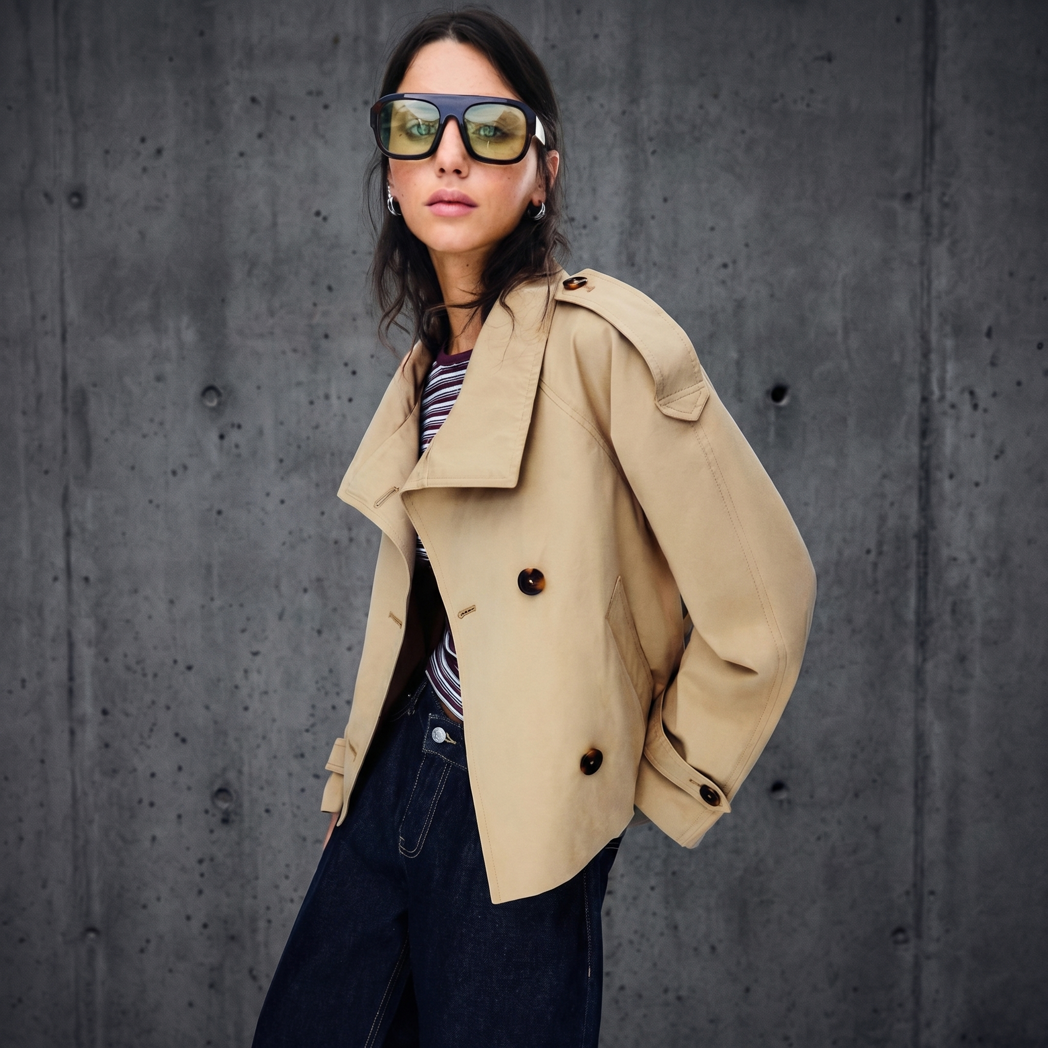KIM'S | WOMEN'S TRENCH JACKET | CROPPED | BELTED