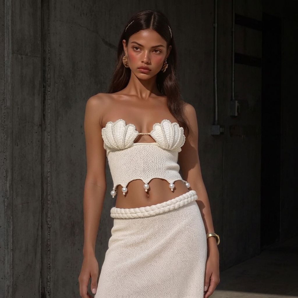 Kim's | WOMEN'S TWO-PIECE SET | CROCHET | PEARL DETAIL