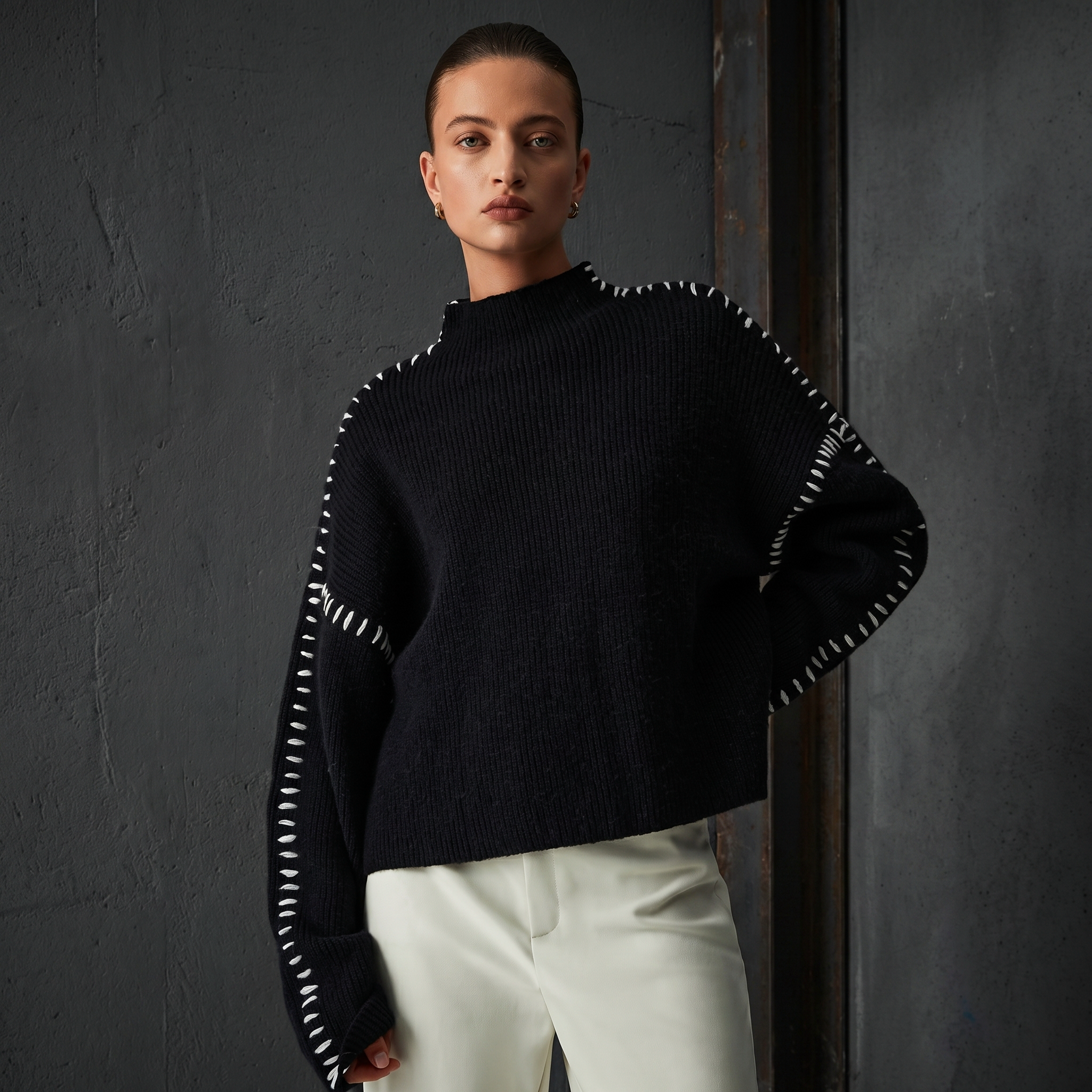 KIM'S | WOMEN'S SWEATER | RIBBED | STITCH DETAIL