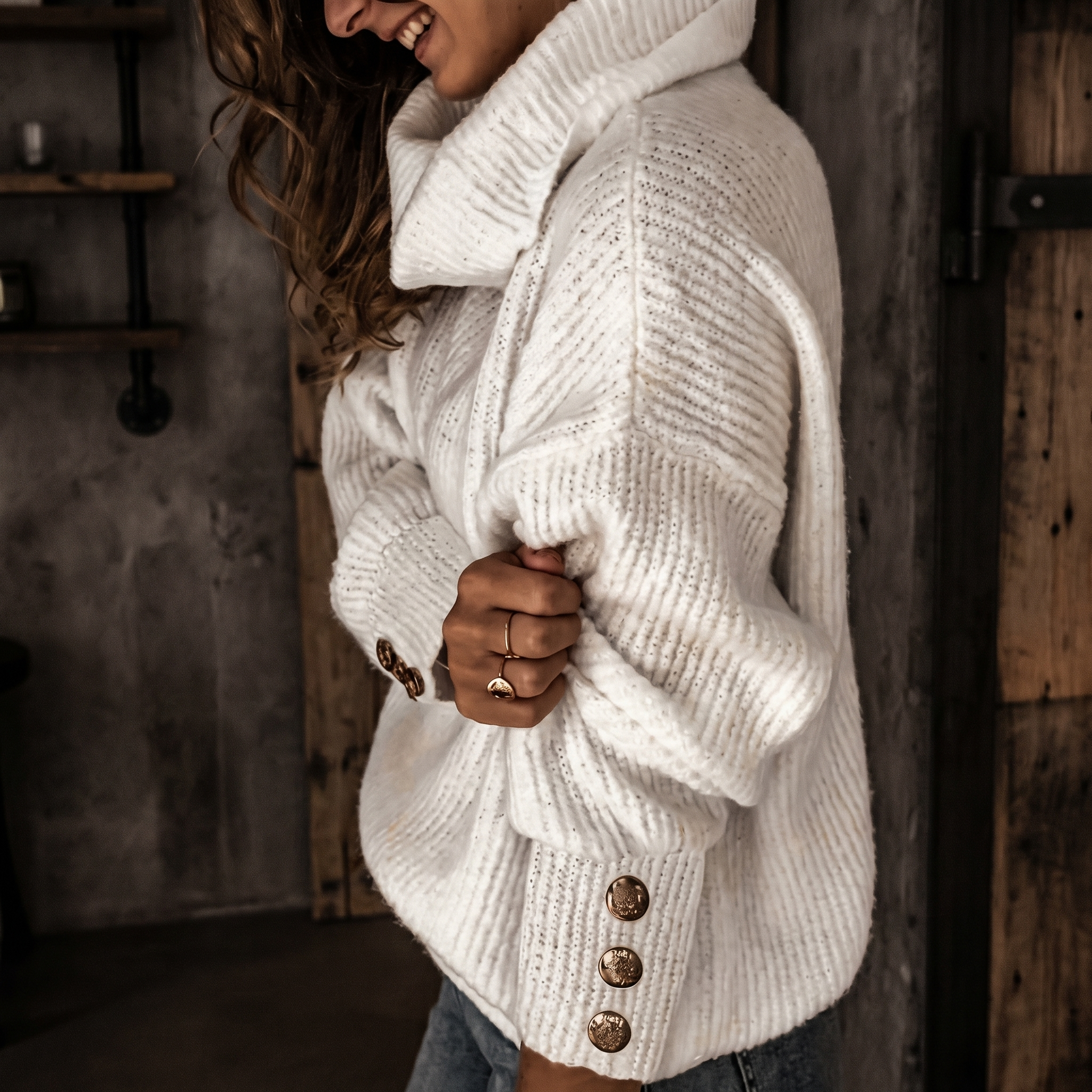 KIM'S | WOMEN'S SWEATER | TURTLENECK | BUTTON DETAIL