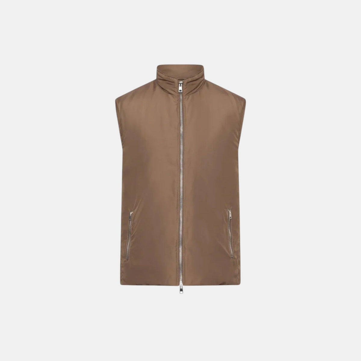 Men's lightweight quilted sleeveless bodywarmer gilet shown in mocha, black and navy