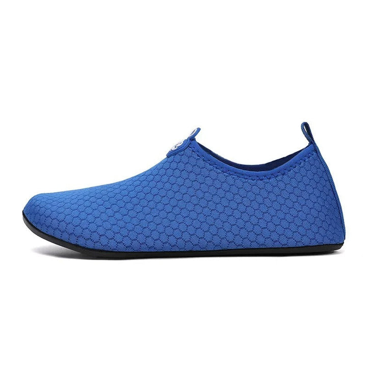 Unisex quick-dry water shoes with mesh upper and flexible rubber base