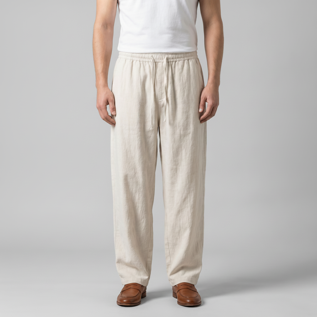 Baggy Linen Trousers | Loose Fit Casual Men's Pants