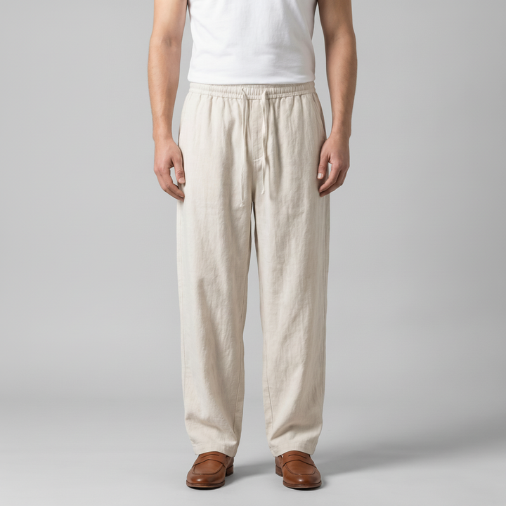 Baggy Linen Trousers | Loose Fit Casual Men&