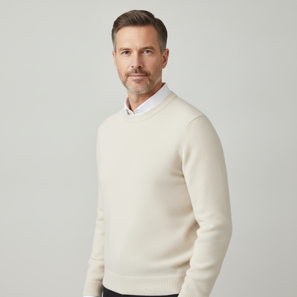 Cashmere Blend | Men's Oversized O-Neck Knit Pullover