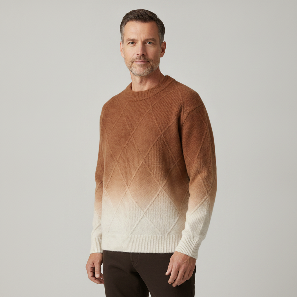 Gradient Knit | Men's Loose Fit Round Neck Pullover