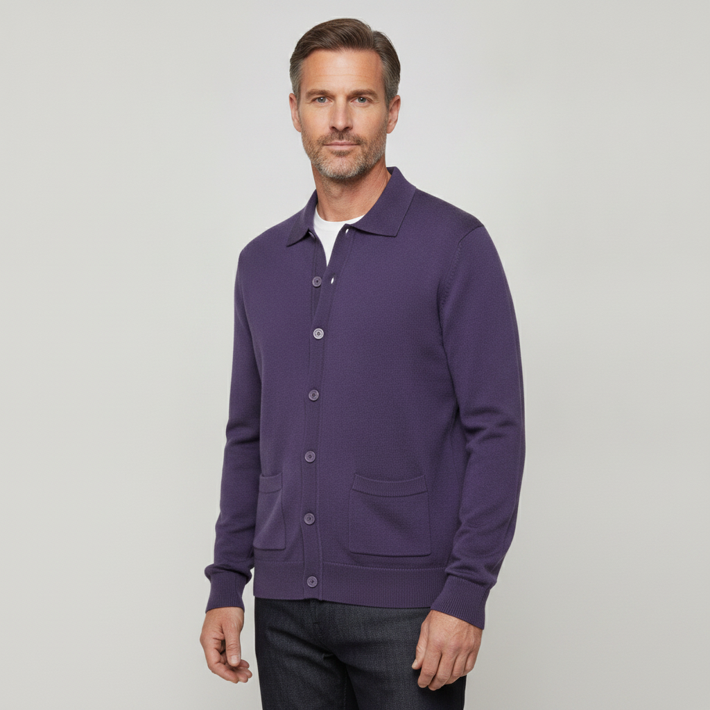 Kim Nova | Men's Knit Turn-Down Collar Cardigan Jacket
