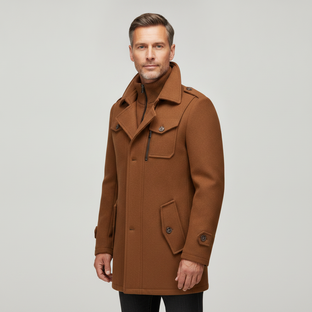 Marcus | Double Collar Wool-Blend Trench Coat