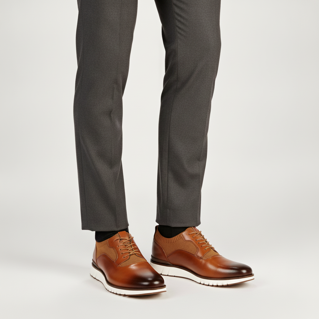 Men's Brogue Dress Shoes | Carved Leather-Look Oxfords
