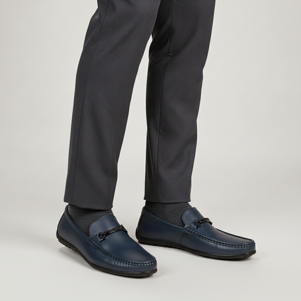 Men's Leather Loafers | Metallic Rope Detail Slip-On Shoes
