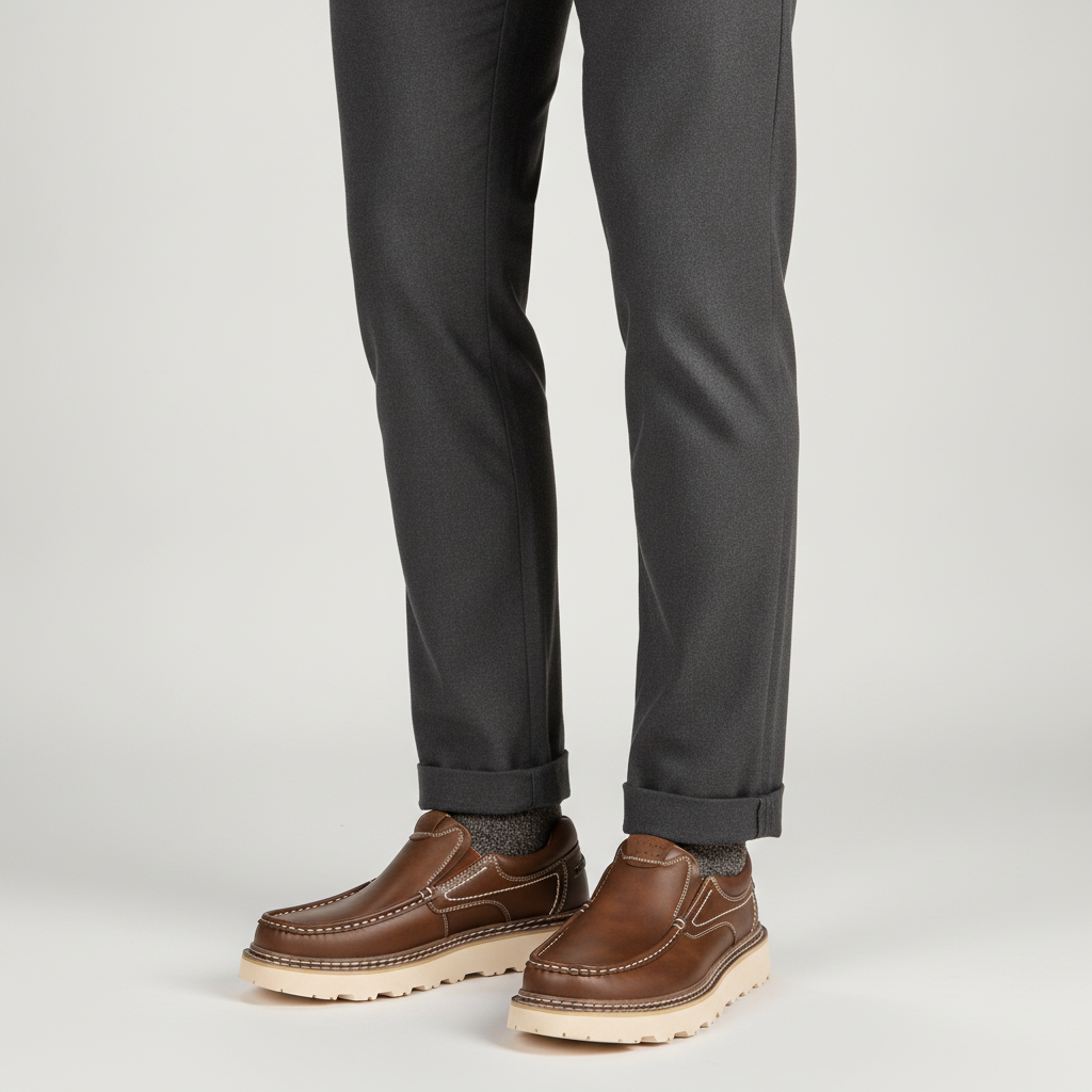 Men's Leather Loafers | Slip-On Casual Shoes with Rubber Outsole