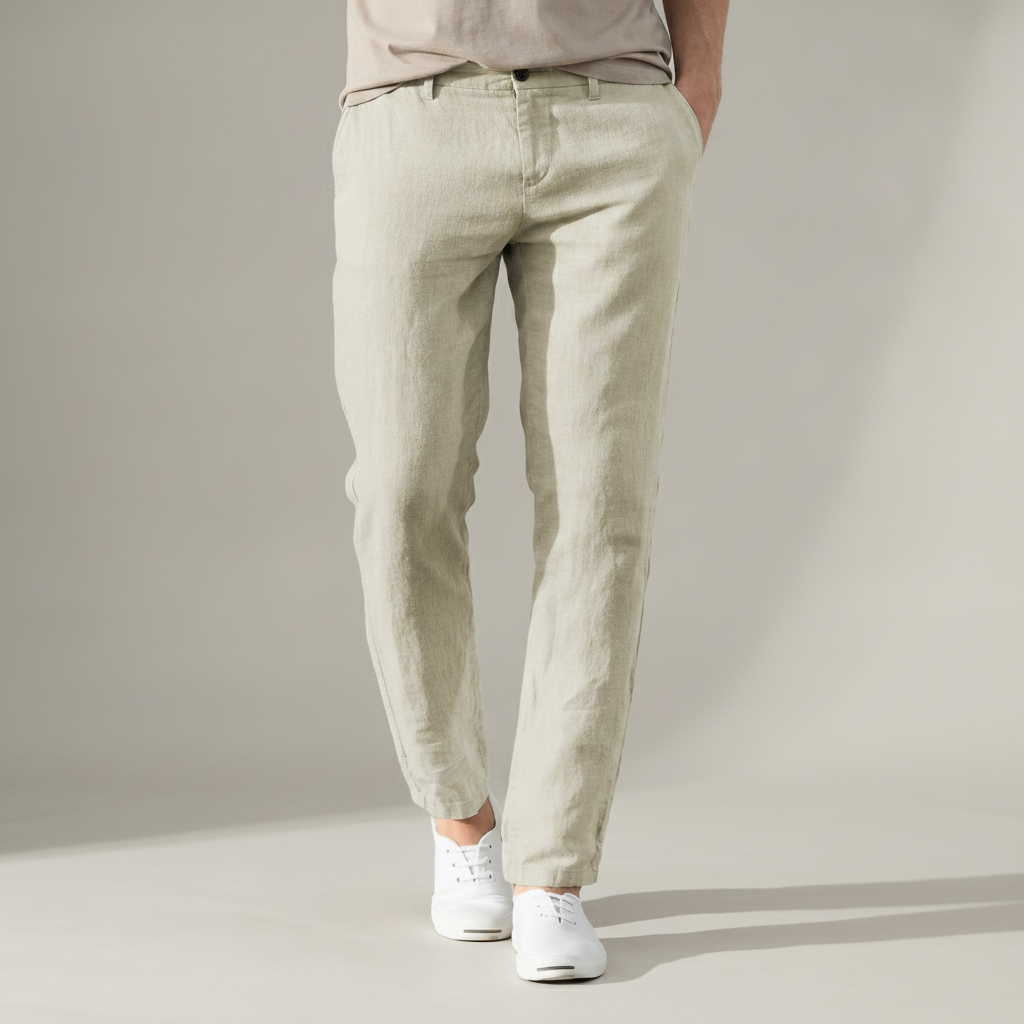 Men's Linen Trousers | Straight Leg Casual Pants
